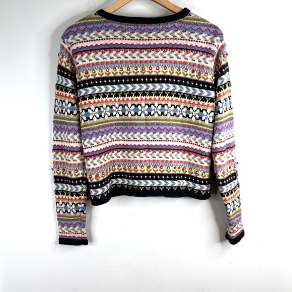VTG 90s Paul Harris Design 3D Knit Cardigan S Rainbow Floral Boho Cottage Granny - Picture 4 of 9